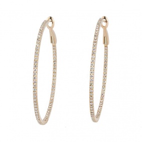 18k Rose Gold Diamond Hoop Earrings